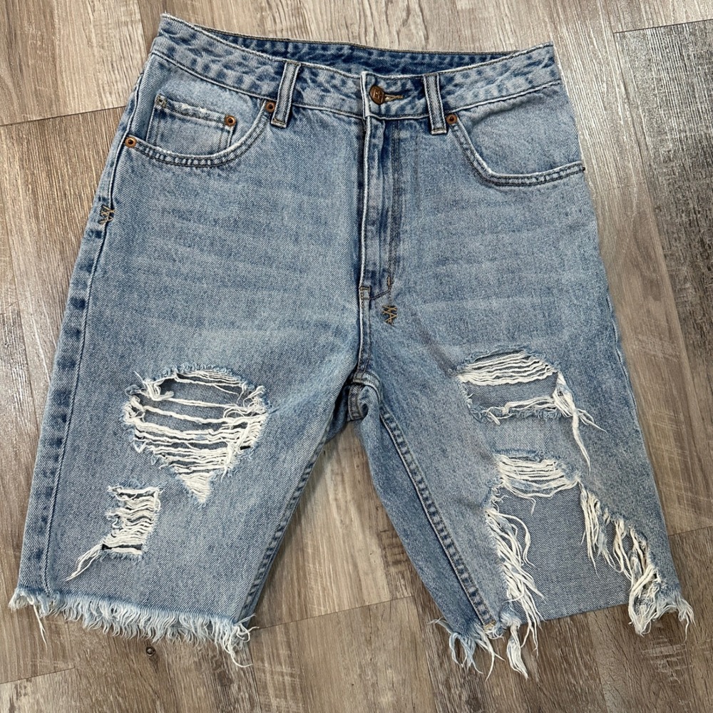 Ksubi Light Blue Distressed Denim Jean Shorts